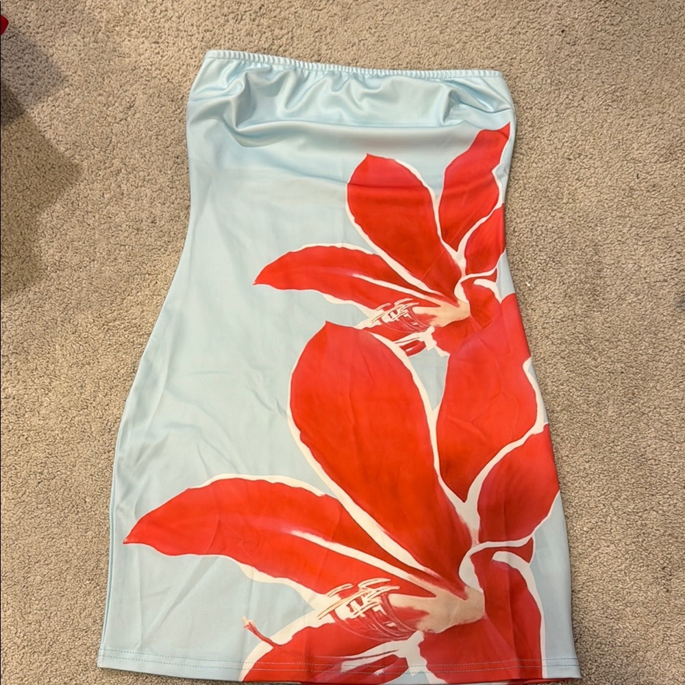Floral Strapless Swim Dress